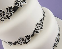'Black & White Wedding Cake' - made using the 'Blossom & Leaf Stencil Set'